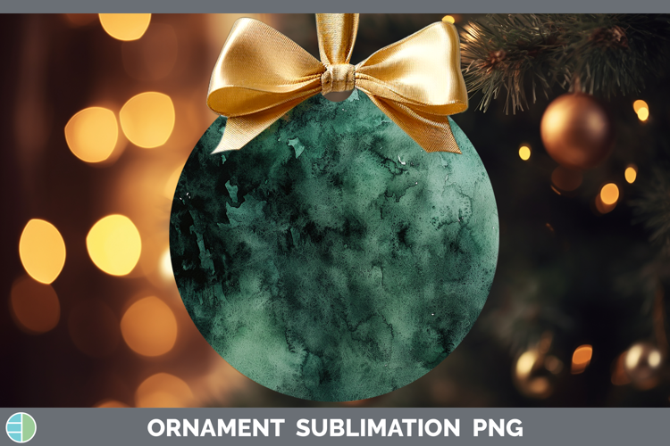 Watercolor Dark Green Ornament Sublimation Bauble Designs