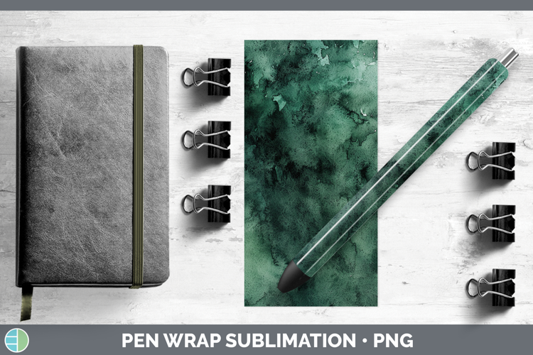 Watercolor Dark Green Pen Wrap Sublimation Pen Designs