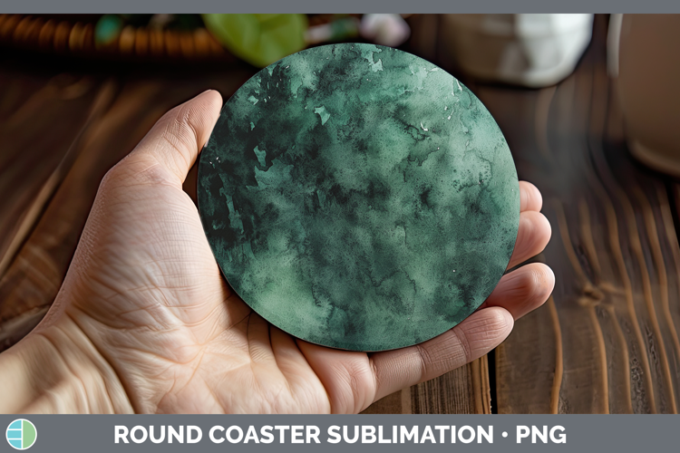 Watercolor Dark Green Round Coaster Sublimation Coaster Desi