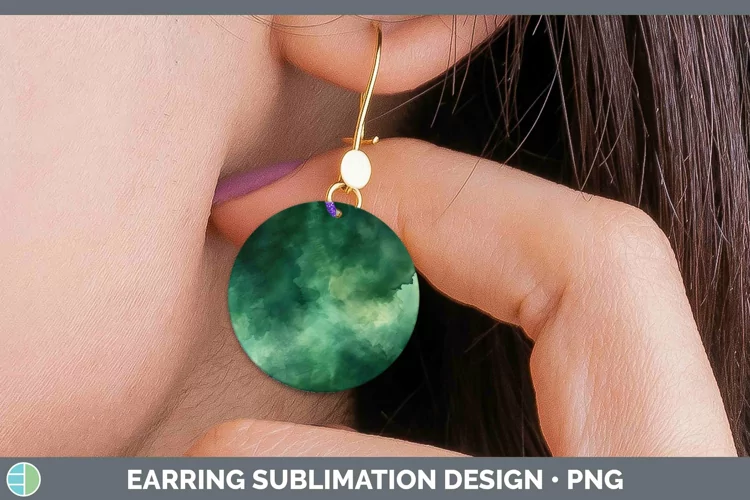 Watercolor Dark Green Round Earrings Sublimation Earrings De