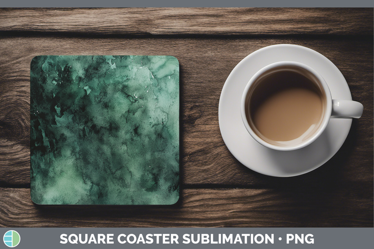 Watercolor Dark Green Square Coaster Sublimation Coaster Des