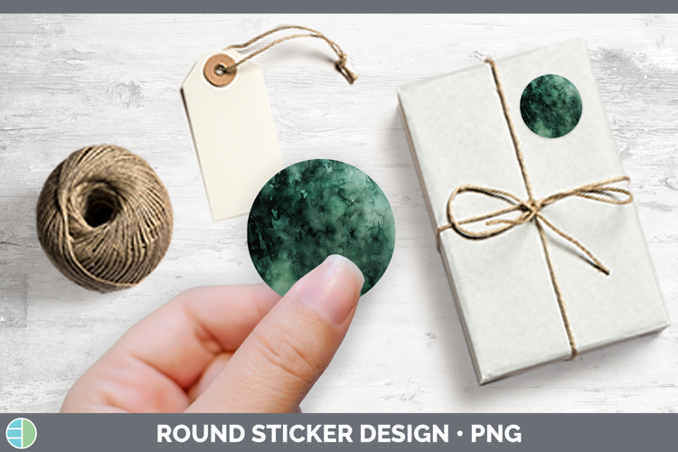 Watercolor Dark Green Stickers | Round Labels Designs