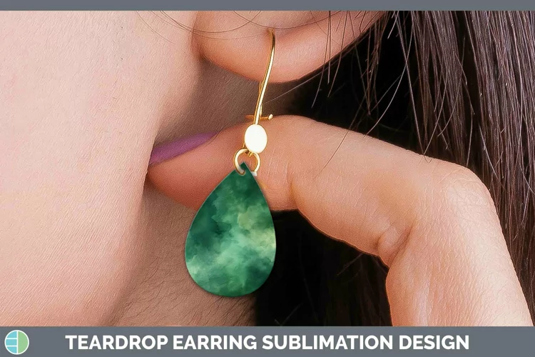 Watercolor Dark Green Teardrop Earrings Sublimation Earrings