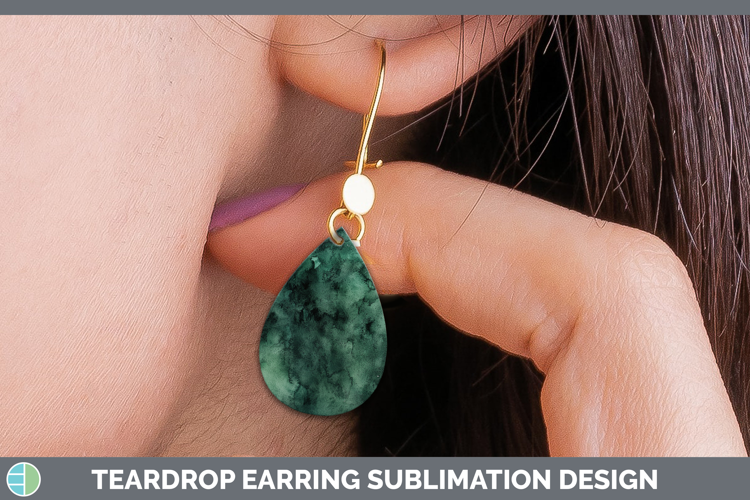 Watercolor Dark Green Teardrop Earrings Sublimation Earrings