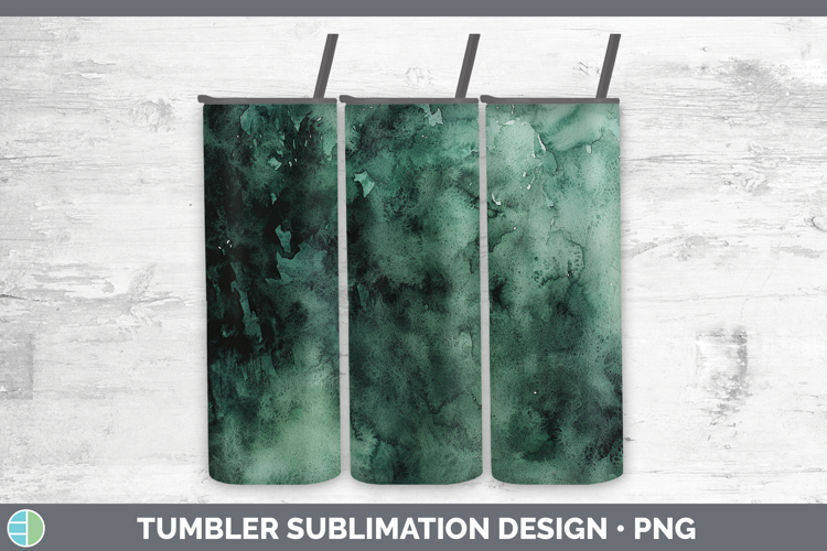 Watercolor Dark Green Tumbler Sublimation 20 oz Skinny Tumbl