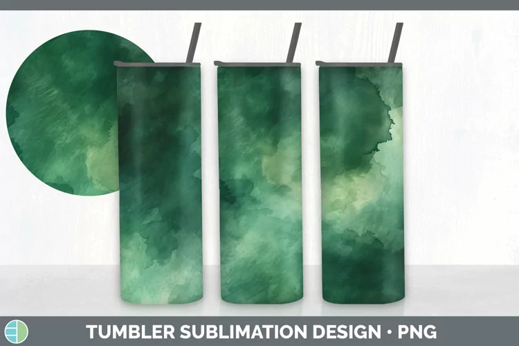Watercolor Dark Green Tumbler Sublimation 20 oz Skinny Tumbl