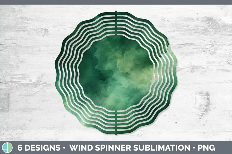 Watercolor Dark Green Wind Spinner Sublimation Spinner Desig