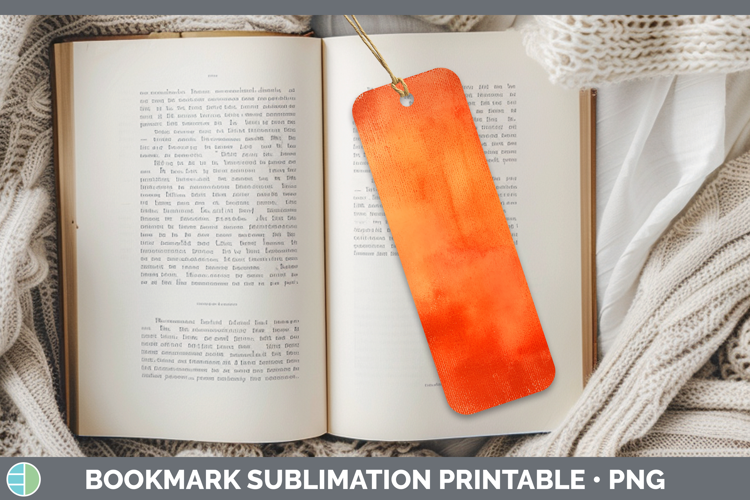 Watercolor Dark Orange Bookmark Sublimation Printable Design