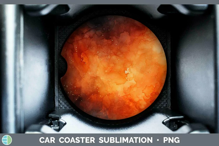 Watercolor Dark Orange Car Coaster Sublimation Coaster Desig