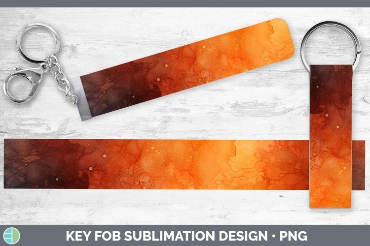 Watercolor Dark Orange Key Fob Sublimation Wristlet Designs