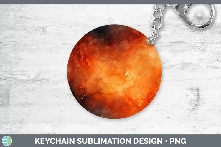 Watercolor Dark Orange Keychain Sublimation Keyring Designs