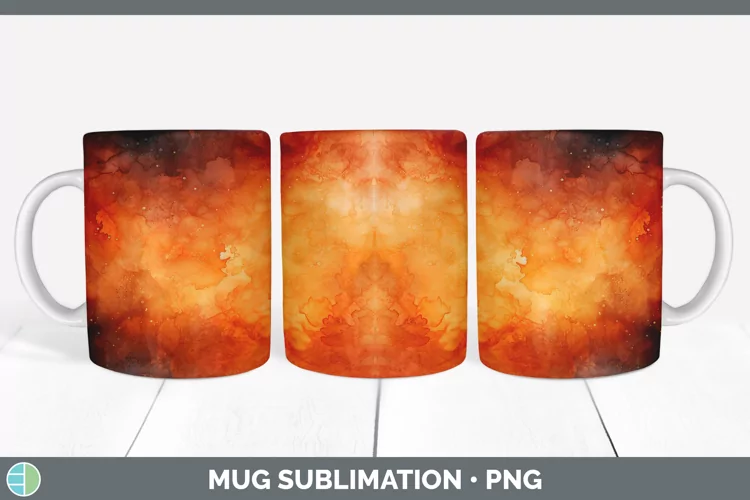 Watercolor Dark Orange Mug Wrap Sublimation Coffee Cup Desig
