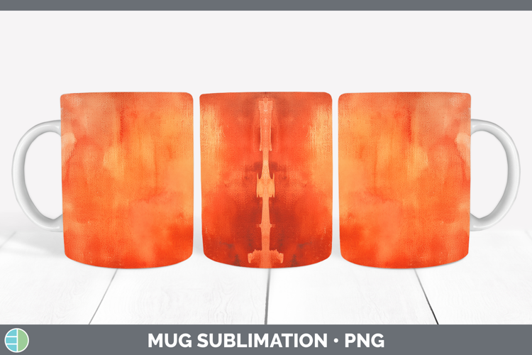Watercolor Dark Orange Mug Wrap Sublimation Coffee Cup Desig
