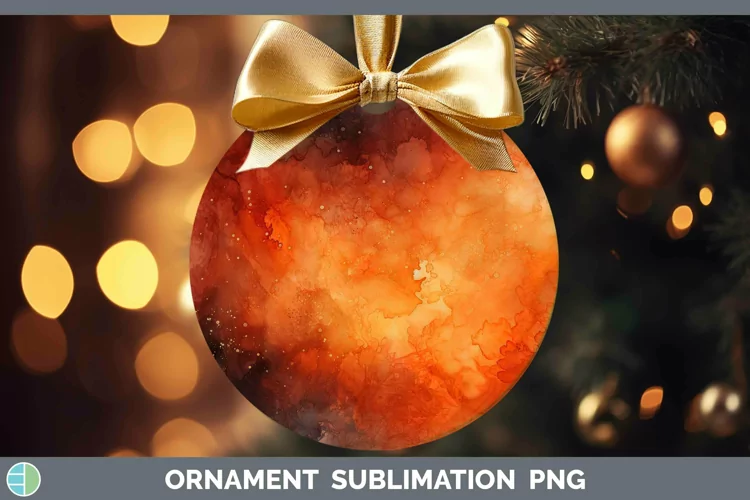 Watercolor Dark Orange Ornament Sublimation Bauble Designs