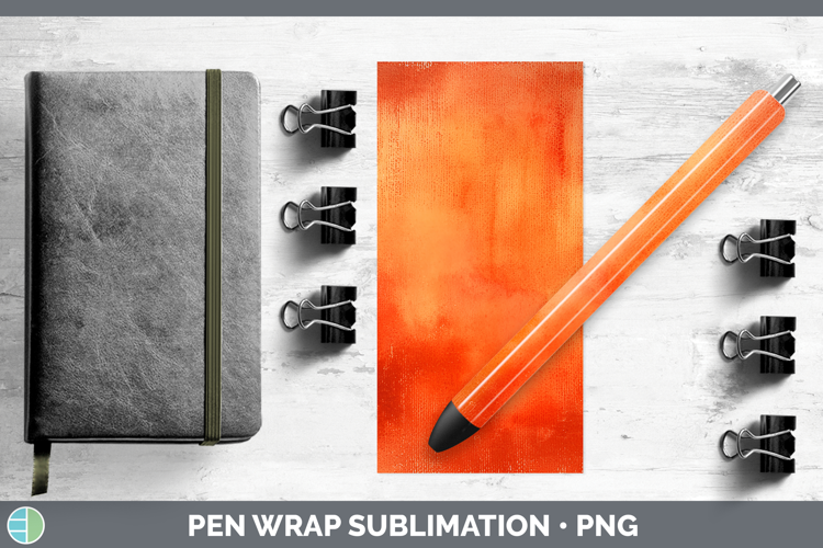Watercolor Dark Orange Pen Wrap Sublimation Pen Designs
