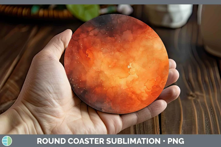 Watercolor Dark Orange Round Coaster Sublimation Coaster Des