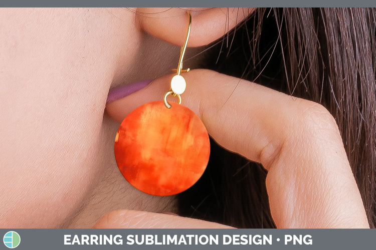 Watercolor Dark Orange Round Earrings Sublimation Earrings D