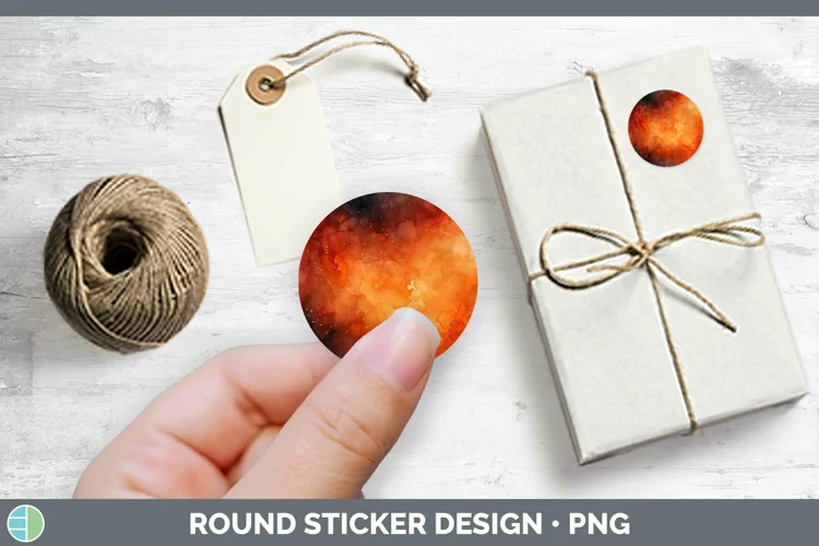 Watercolor Dark Orange Stickers | Round Labels Designs