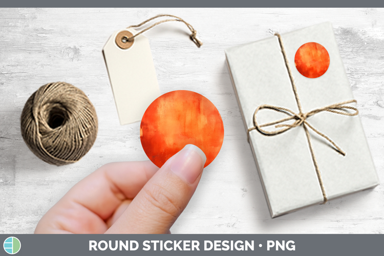 Watercolor Dark Orange Stickers | Round Labels Designs