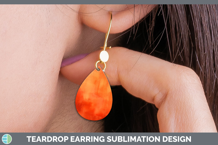 Watercolor Dark Orange Teardrop Earrings Sublimation Earring