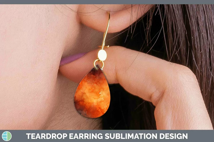 Watercolor Dark Orange Teardrop Earrings Sublimation Earring