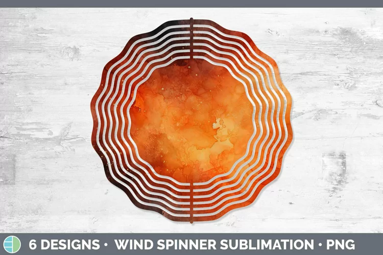 Watercolor Dark Orange Wind Spinner Sublimation Spinner Desi
