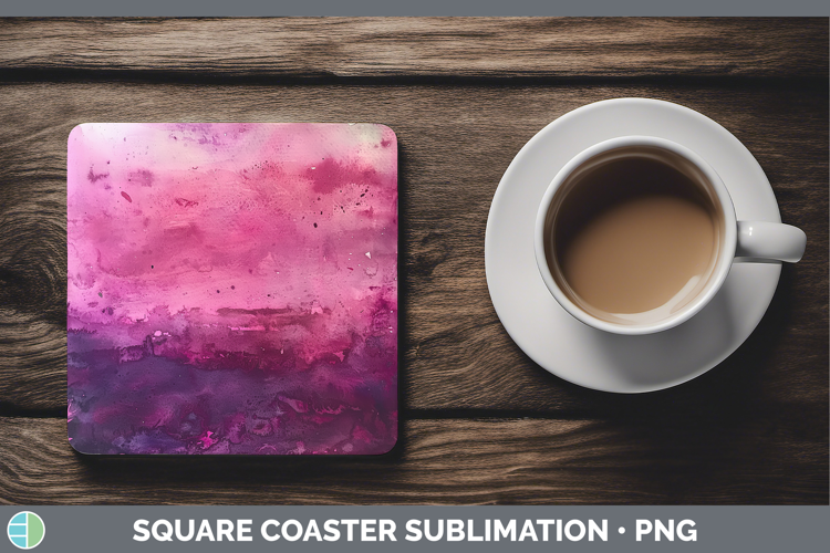 Watercolor Dark Pink Square Coaster Sublimation Coaster Desi