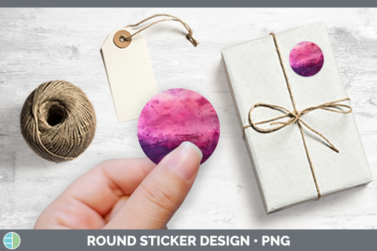 Watercolor Dark Pink Stickers | Round Labels Designs
