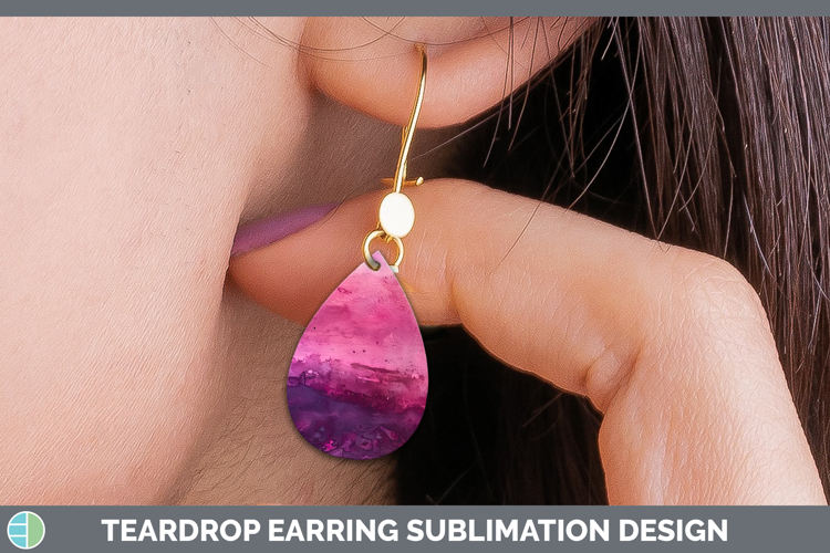 Watercolor Dark Pink Teardrop Earrings Sublimation Earrings