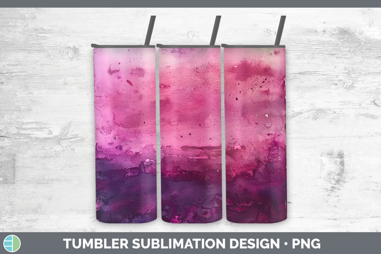 Watercolor Dark Pink Tumbler Sublimation 20 oz Skinny Tumble