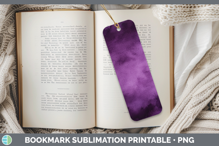 Watercolor Dark Purple Bookmark Sublimation Printable Design