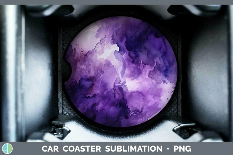 Watercolor Dark Purple Car Coaster Sublimation Coaster Desig