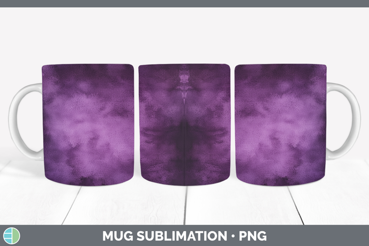 Watercolor Dark Purple Mug Wrap Sublimation Coffee Cup Desig