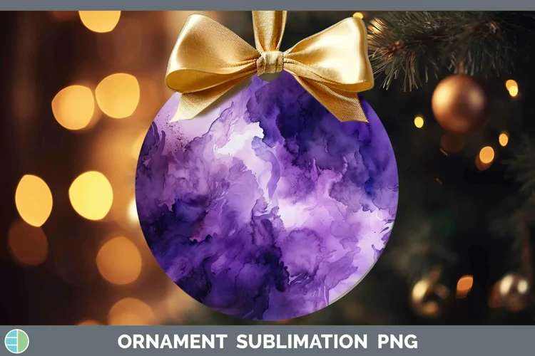 Watercolor Dark Purple Ornament Sublimation Bauble Designs