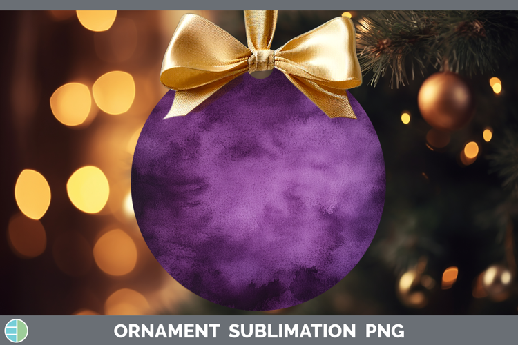 Watercolor Dark Purple Ornament Sublimation Bauble Designs