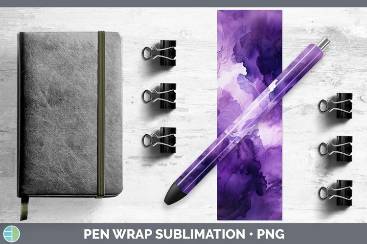 Watercolor Dark Purple Pen Wrap Sublimation Epoxy Pen Design