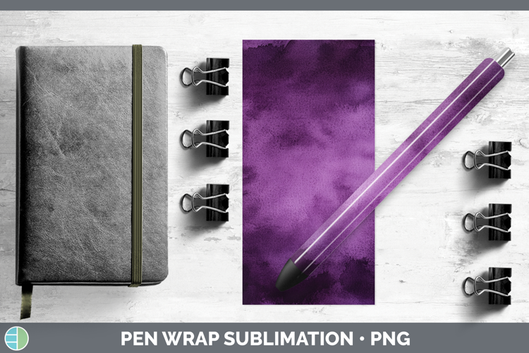 Watercolor Dark Purple Pen Wrap Sublimation Pen Designs