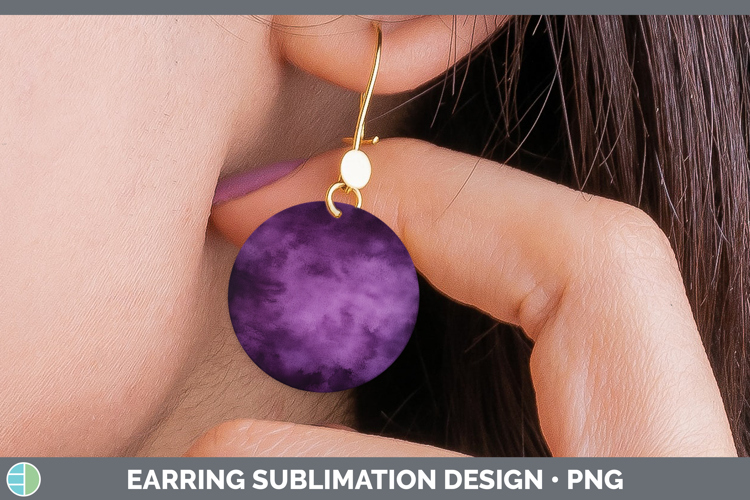 Watercolor Dark Purple Round Earrings Sublimation Earrings D