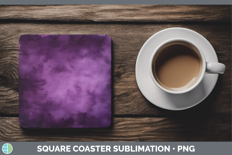 Watercolor Dark Purple Square Coaster Sublimation Coaster De