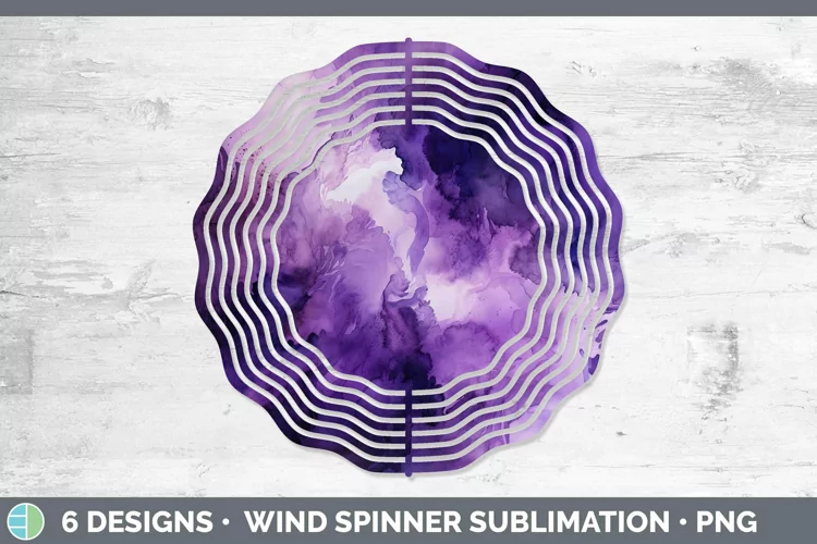 Watercolor Dark Purple Wind Spinner Sublimation Spinner Desi