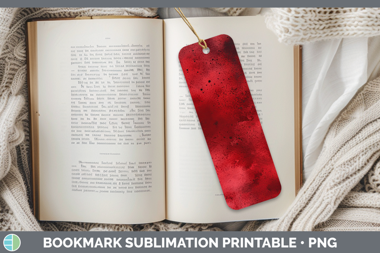 Watercolor Dark Red Bookmark Sublimation Printable Designs