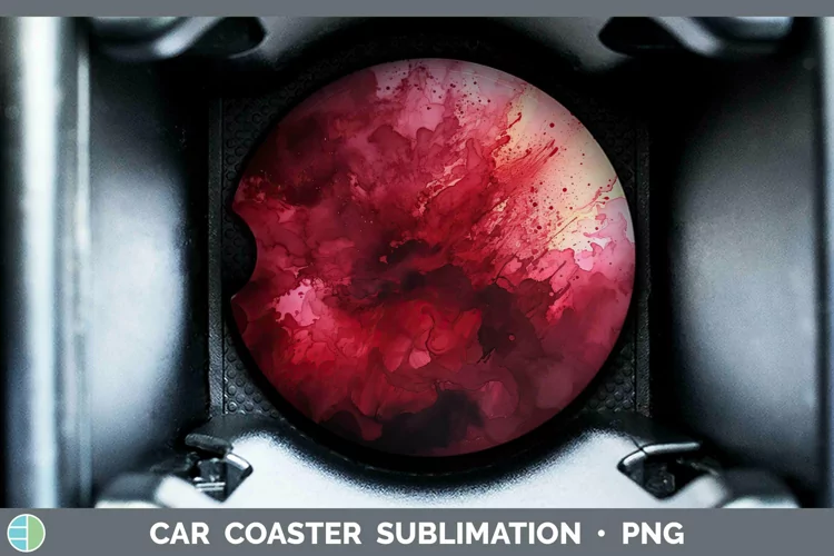 Watercolor Dark Red Car Coaster Sublimation Coaster Designs