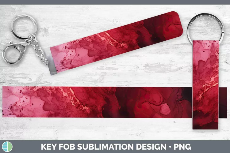Watercolor Dark Red Key Fob Sublimation Wristlet Designs
