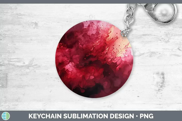 Watercolor Dark Red Keychain Sublimation Keyring Designs