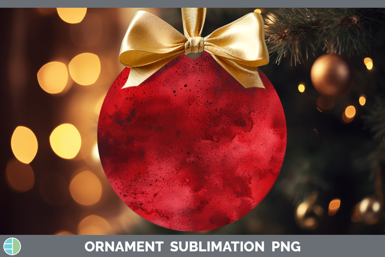 Watercolor Dark Red Ornament Sublimation Bauble Designs