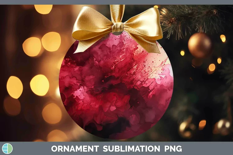 Watercolor Dark Red Ornament Sublimation Bauble Designs