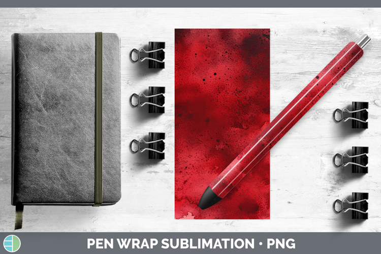 Watercolor Dark Red Pen Wrap Sublimation Pen Designs