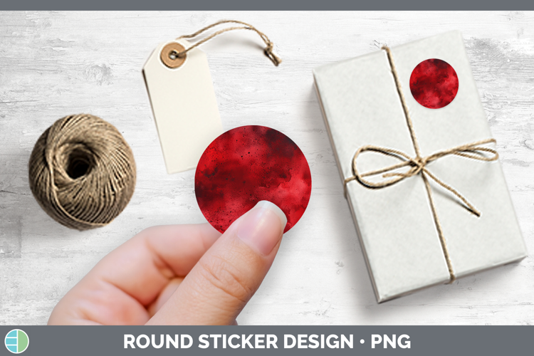 Watercolor Dark Red Stickers | Round Labels Designs