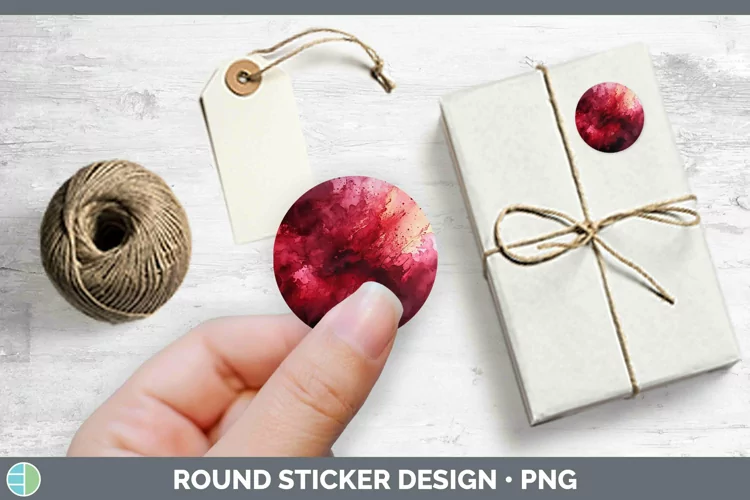 Watercolor Dark Red Stickers | Round Labels Designs