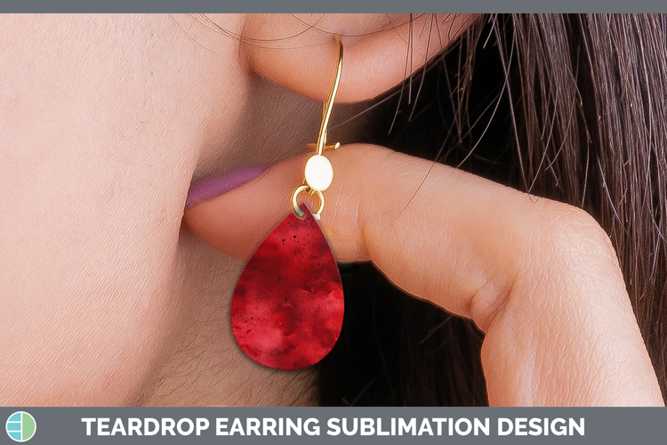 Watercolor Dark Red Teardrop Earrings Sublimation Earrings D